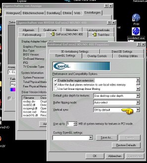 Die Windowsverwaltung von V-Sync - gut versteckt...